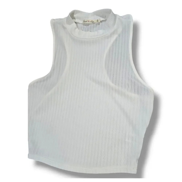 Heart & Hips women's white high neck sleeveless raceback layering tank top small - Picture 2 of 6